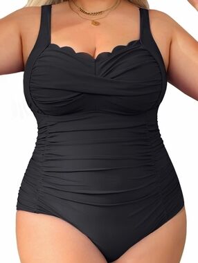 Classic Navy Ruched One-Piece Swimsuit